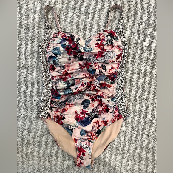 Sea Level Floral Palm Leaf Animal Print Swim Suit One Piece Body Tropical 10 L - Picture 1 of 8